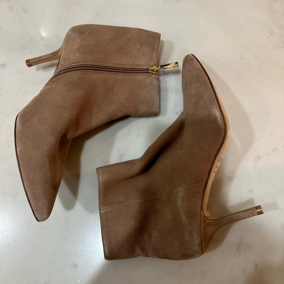 L’Agence Aimee Suede Stiletto Booties in Taupe Brown - Picture 7 of 10
